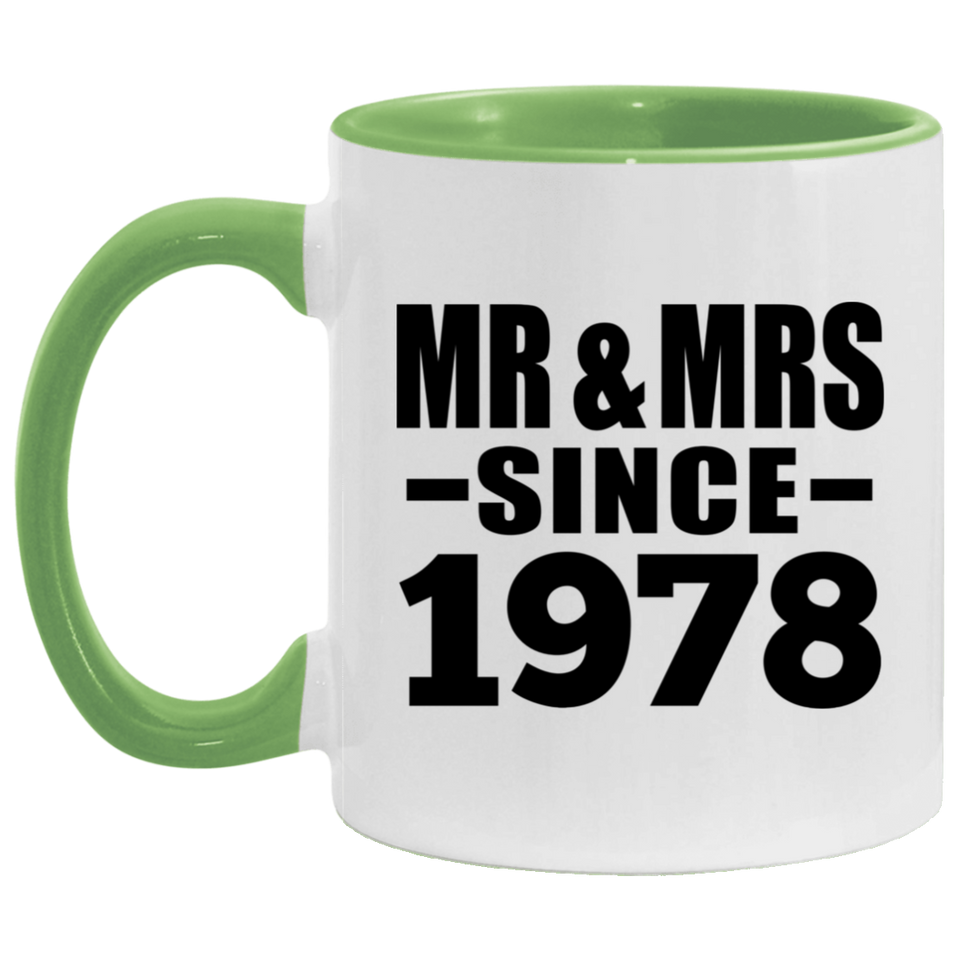 46th Anniversary Mr & Mrs Since 1978 - 11oz Accent Mug Green