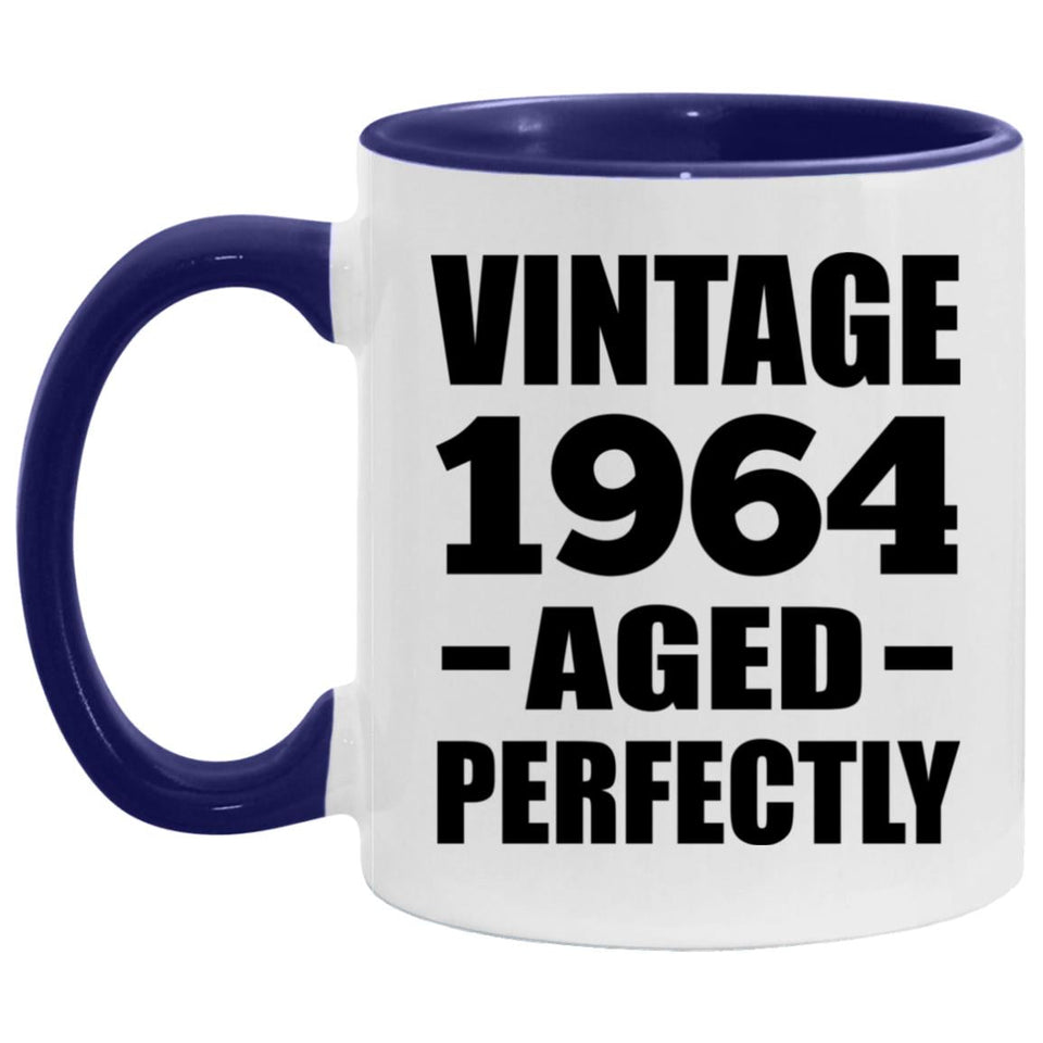 60th Birthday Vintage 1964 Aged Perfectly - 11oz Accent Mug Purple