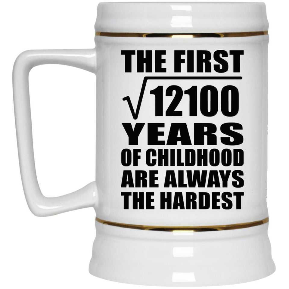110th Birthday Square Root of 12100 Years of Childhood - Beer Stein