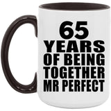 65th Anniversary 65 Years Of Being Mr Perfect - 15oz Accent Mug Black