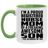 Proud Registered Nurse Mom Of Awesome Son - 11oz Accent Mug Green