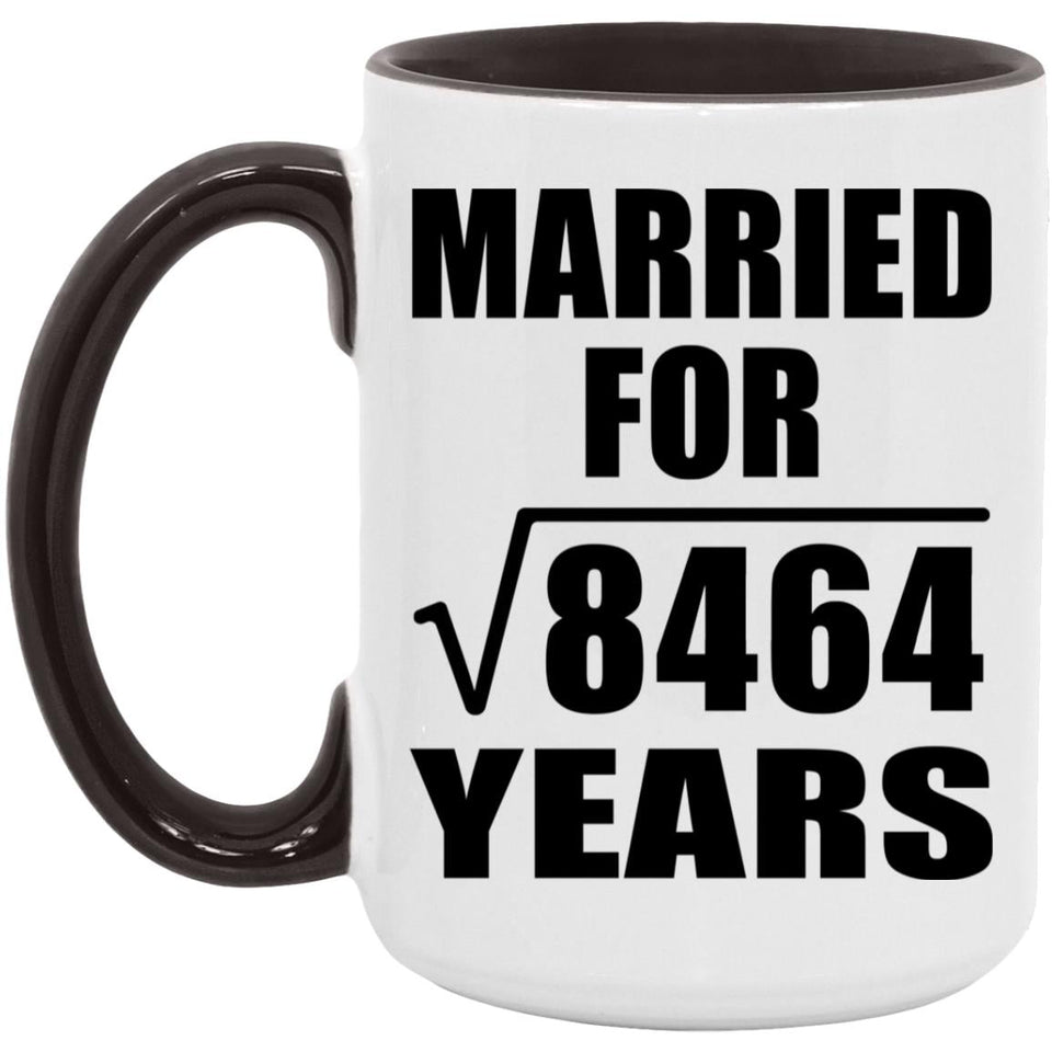 92nd Anniversary Married For Square Root of 8464 Years - 15oz Accent Mug Black