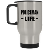 Policeman Life - Silver Travel Mug