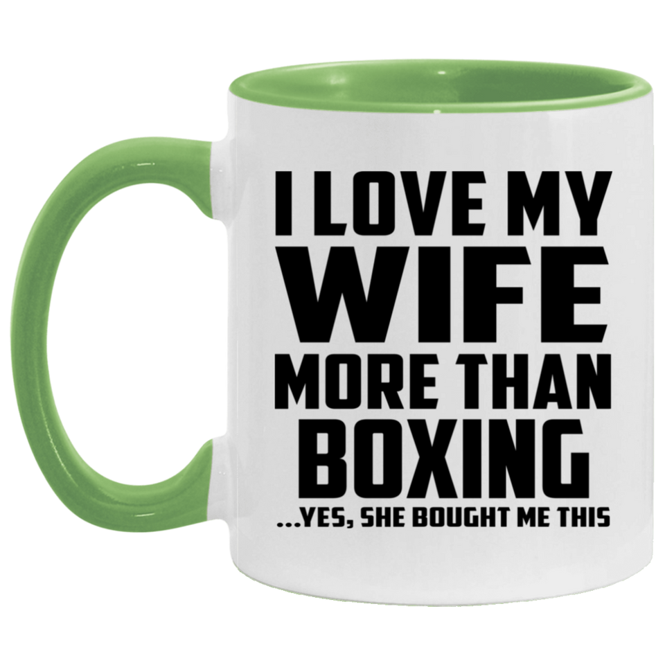 I Love My Wife More Than Boxing - 11oz Accent Mug Green