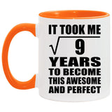 3rd Birthday Took Square Root of 9 Years To Awesome - 11oz Accent Mug Orange