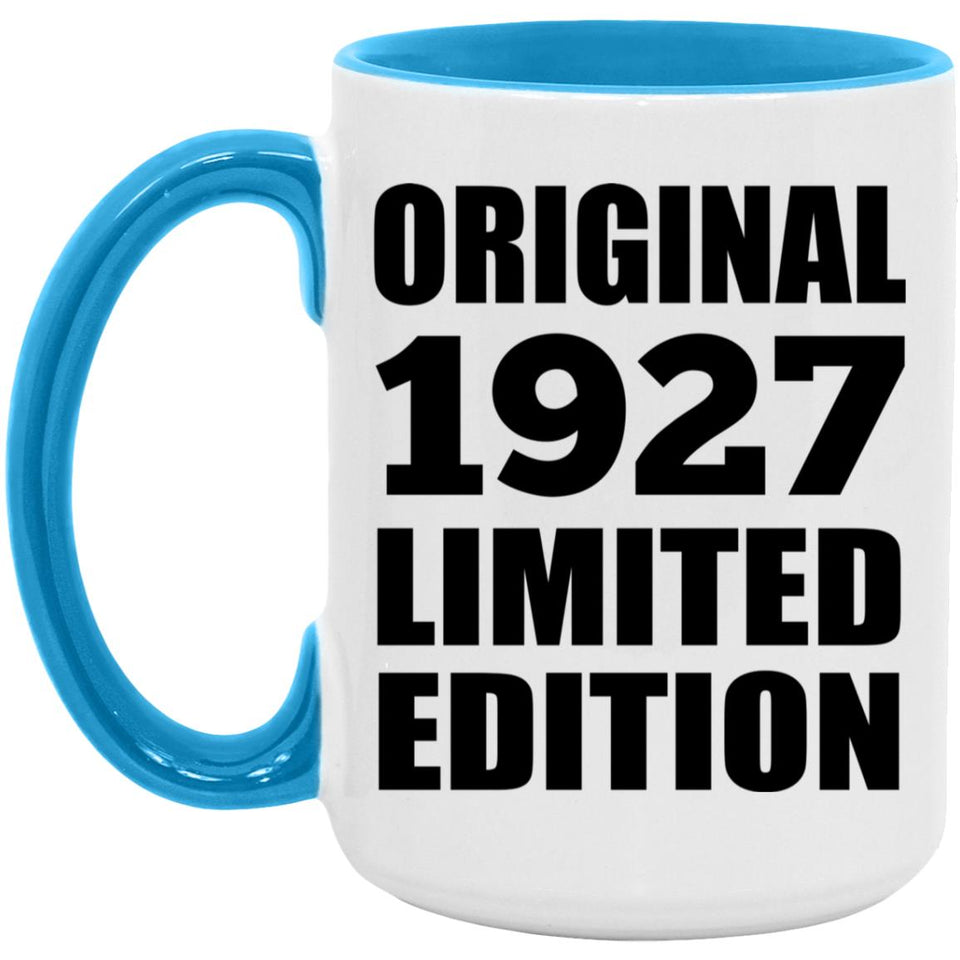 97th Birthday Original 1927 Limited Edition - 15oz Accent Mug Blue