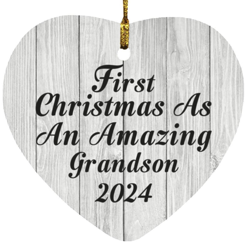 First Christmas As An Amazing Grandson 2024 - Heart Ornament F