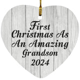 First Christmas As An Amazing Grandson 2024 - Heart Ornament F