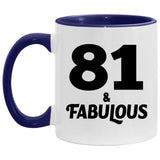 81st Birthday 81 & Fabulous - 11oz Accent Mug Purple
