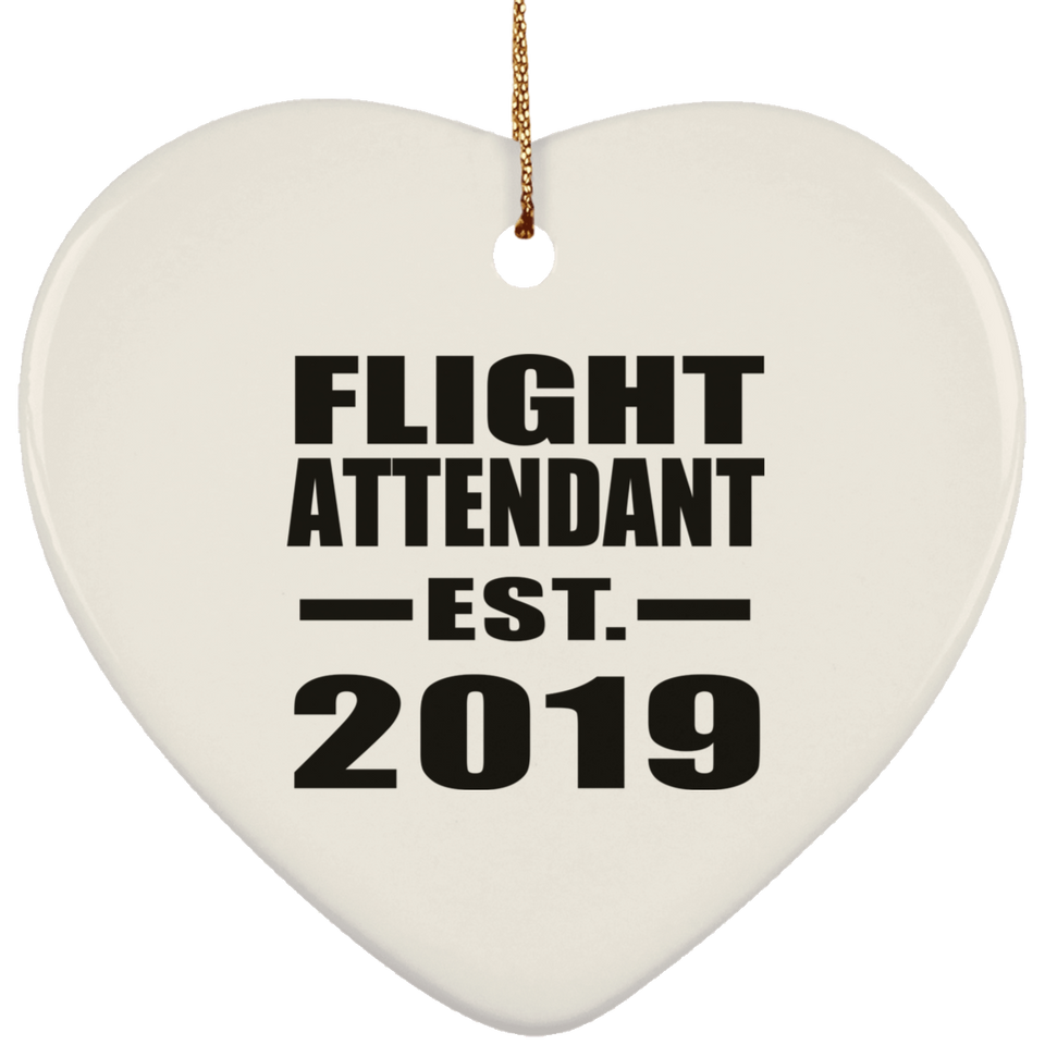 Flight Attendant Established EST. 2019 - Heart Ornament
