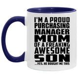 Proud Purchasing Manager Mom Of Awesome Son - 11oz Accent Mug Purple
