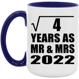 2nd Anniversary Square Root of 4 Years As Mr & Mrs 2022 - 15oz Accent Mug Purple