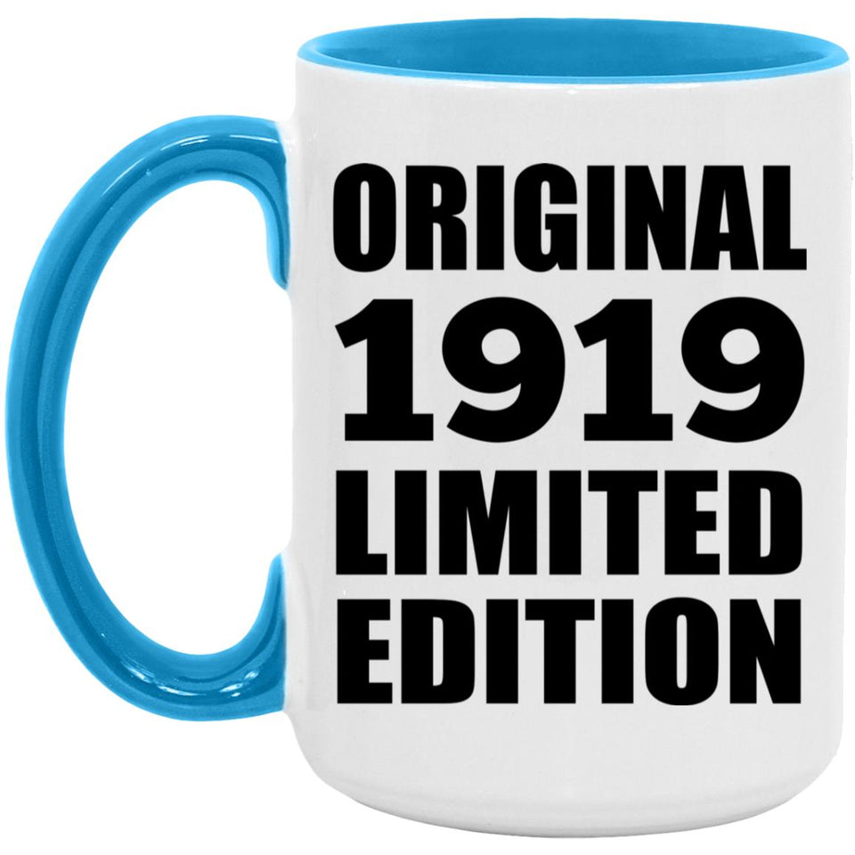 105th Birthday Original 1919 Limited Edition - 15oz Accent Mug Blue