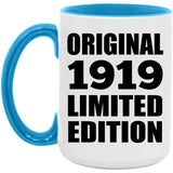 105th Birthday Original 1919 Limited Edition - 15oz Accent Mug Blue