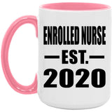Enrolled Nurse Established EST. 2020 - 15oz Accent Mug Pink
