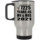 85th Anniversary Square Root of 7225 Years As Mr & Mrs 2021 - Silver Travel Mug