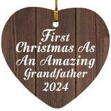 First Christmas As An Amazing Grandfather 2024 - Heart Ornament D