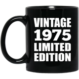 49th Birthday Vintage 1975 Limited Edition - 11oz Coffee Mug Black
