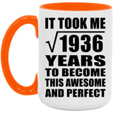44th Birthday Took Square Root of 1936 Years To Awesome - 15oz Accent Mug Orange
