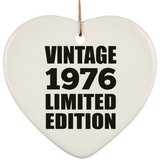 48th Birthday Vintage 1976 Limited Edition - Heart Ornament