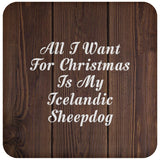 All I Want For Christmas Is My Icelandic Sheepdog - Drink Coaster D