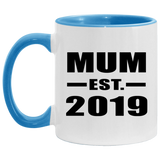 Mum Established EST. 2019 - 11oz Accent Mug Blue