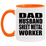 Dad Husband Sheet Metal Worker - 11oz Accent Mug Orange