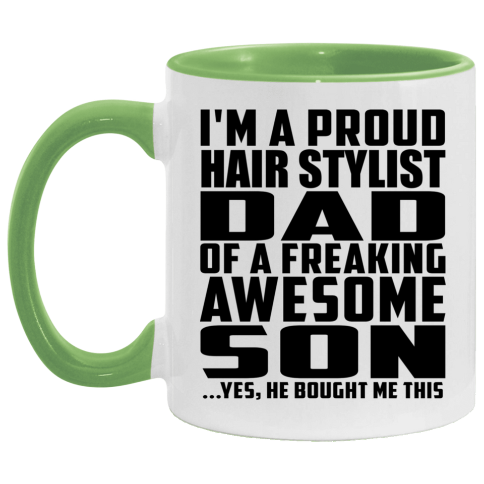 Proud Hair Stylist Dad Of Awesome Son - 11oz Accent Mug Green