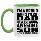 Proud Hair Stylist Dad Of Awesome Son - 11oz Accent Mug Green