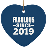 5th Birthday Fabulous Since 2019 - Heart Ornament