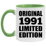 33rd Birthday Original 1991 Limited Edition - 11oz Accent Mug Green