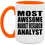 Most Awesome Market Research Analyst - 15oz Accent Mug Orange