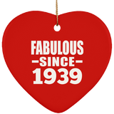 85th Birthday Fabulous Since 1939 - Heart Ornament