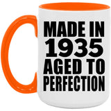 89th Birthday Made In 1935 Aged to Perfection - 15oz Accent Mug Orange