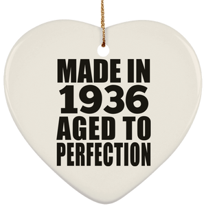 88th Birthday Made In 1936 Aged to Perfection - Heart Ornament