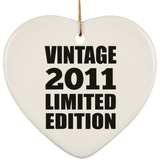 13th Birthday Vintage 2011 Limited Edition - Heart Ornament