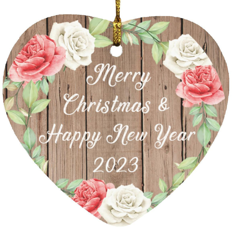 Merry Christmas & Happy New Year 2023 - Heart Ornament B
