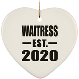 Waitress Established EST. 2020 - Heart Ornament