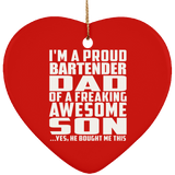 Proud Bartender Dad Of Awesome Son - Heart Ornament