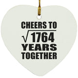 42nd Anniversary Cheers To Square Root of 1764 Years Together - Heart Ornament