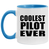 Coolest Pilot Ever - 11oz Accent Mug Blue