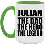 Julian The Dad The Hero The Legend - 15oz Accent Mug Green