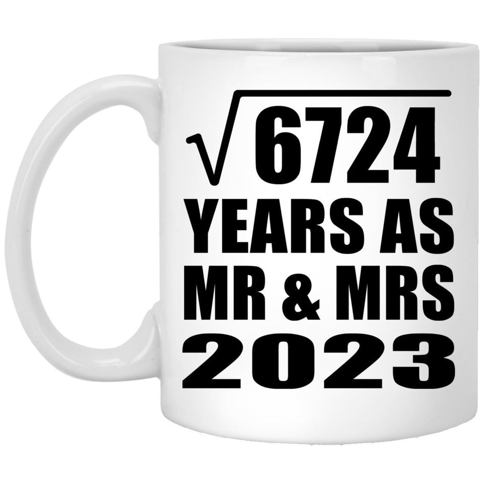 82nd Anniversary Square Root of 6724 Years As Mr & Mrs 2023 - 11oz Coffee Mug