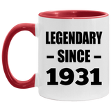 93rd Birthday Legendary Since 1931 - 11oz Accent Mug Red