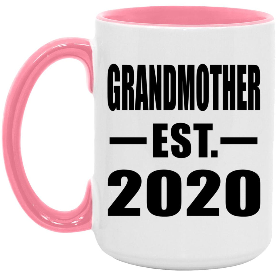 Grandmother Established EST. 2020 - 15oz Accent Mug Pink