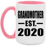 Grandmother Established EST. 2020 - 15oz Accent Mug Pink