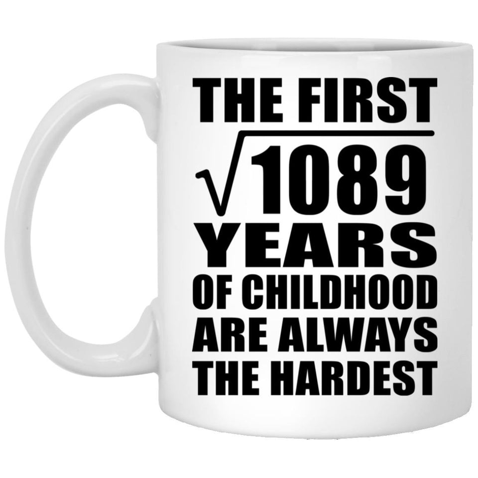 33rd Birthday Square Root of 1089 Years of Childhood - 11oz Coffee Mug