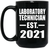 Laboratory Technician Established EST. 2021 - 15oz Coffee Mug Black