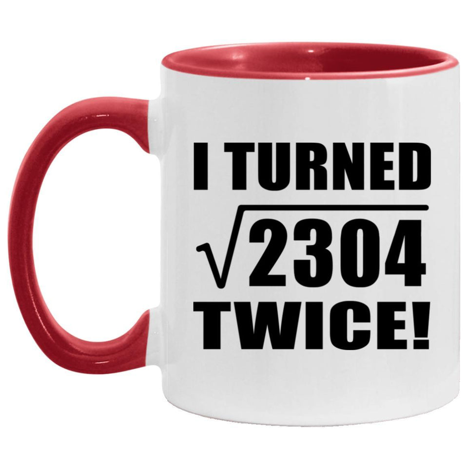 96th Birthday I Turned Square Root of 2304 Twice - 11oz Accent Mug Red