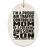 Proud Air Traffic Controller Mom Of Awesome Son - Oval Ornament